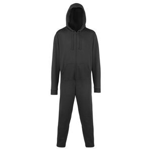 Comfy Co Unisex Womens/Mens Plain  Zip Up All In One Onesie Jumpsuit / Black